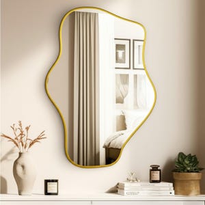 Asymmetrischer gewellter Wandspiegel - Ästhetischer Schlafzimmerspiegel - Unregelmäßiger moderner Spiegel - Moderner Kosmetikspiegel, Wohnzimmer & Wohndekor