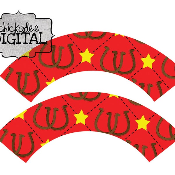 NEW Printable Cupcake Wrappers--Red Cowboy Western Cupcake Wrappers...DIY Printable for parties