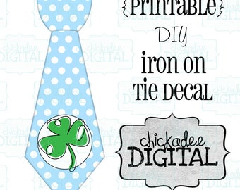 1 Tie St. Patrick's Day Printable DIY Iron On Tie Decal, baby boys, toddler boys, printable tie, Iron on tie for bodysuits and tshirts