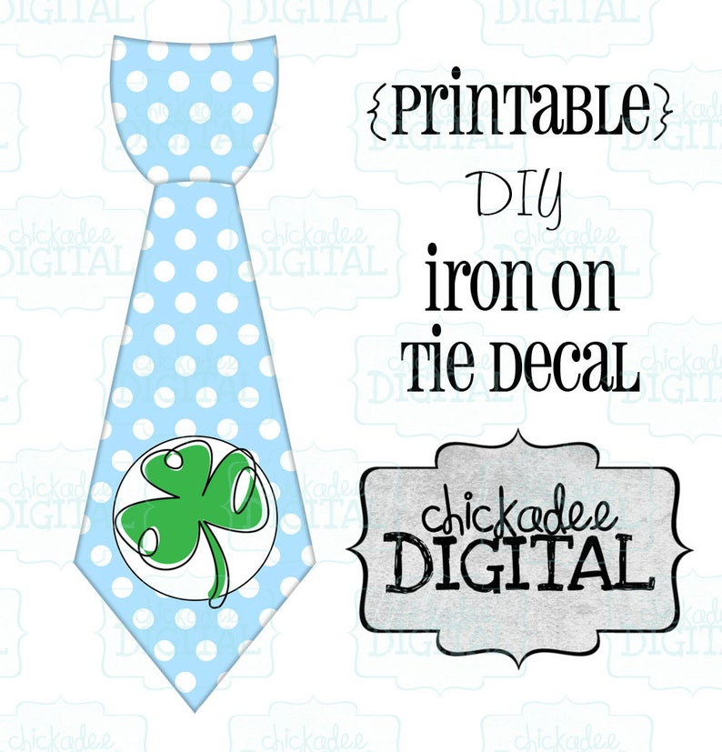 1 Tie St. Patrick's Day Printable DIY Iron On Tie Decal, baby boys, toddler boys, printable tie, Iron on tie for bodysuits and tshirts image 1