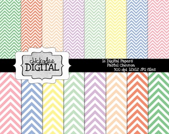 Pastel Chevron Digital Papers, chevron pattern backgrounds, chevron digital paper, chevron patterned papers in pastel colors