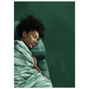Poster del sonno – Illustrazione artistica e rilassante, Serena donna addormentata Wall Art – Poster minimalista e accogliente per la camera da letto
