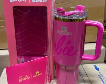 Barbie x Stanley Pink Travel Mug with Straw | Reusable Tumbler | Cute Gift for Girls | Insulated Drink Cup