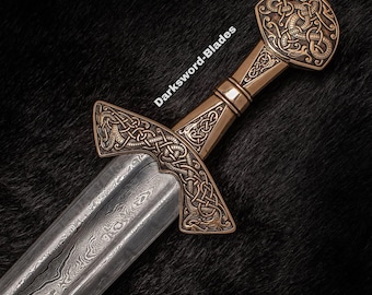 Espada Suontaka forjada a mano – Espada larga vikinga finlandesa, réplica medieval de colección