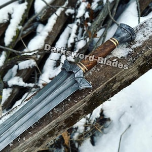 Espada Gladius de fantasía forjada a mano – Estilo romano, diseño de Pompeya, hoja con acanaladuras en forma de hoja