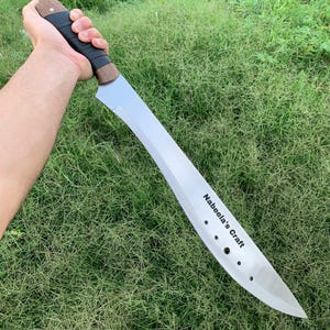 Hand-Forged &#39;Book of Eli&#39; Machete: 24&quot; D2 Steel Blade, Leather Wrapped Handle