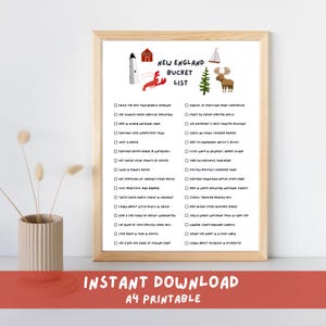 New England USA Bucket List zum Ausdrucken | Reise-Bucketliste | USA Reiseplaner Checkliste | A4 Sofortdownload | Reise-Liebhaber-Geschenk