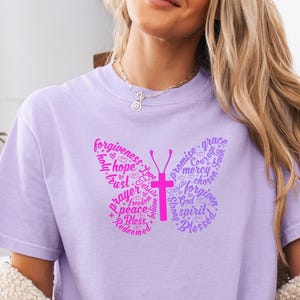 Christian Butterfly Tshirt Comfort Colors Christian Tee Hope and Grace Shirt Gift for Butterfly Lovers Gift for Christians Gift for her