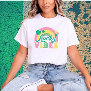 Lucky Vibes Unisex Softstyle T-Shirt, St. Patricks Day, Rainbow Design, Gift for Friends, Casual Wear, Spring Outfits, Feel-Good Tee