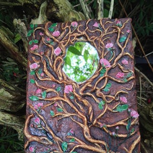 The Rosebound Portal – Enchanted Mirror to the Faerie Realm | One-of-a-Kind Magical Wall Art with Real Pressed Roses | Enchanted Fantasy