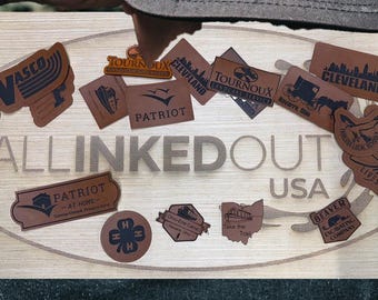 Custom Vegan Leather Patches – Engraved Logo, Adhesive Backing