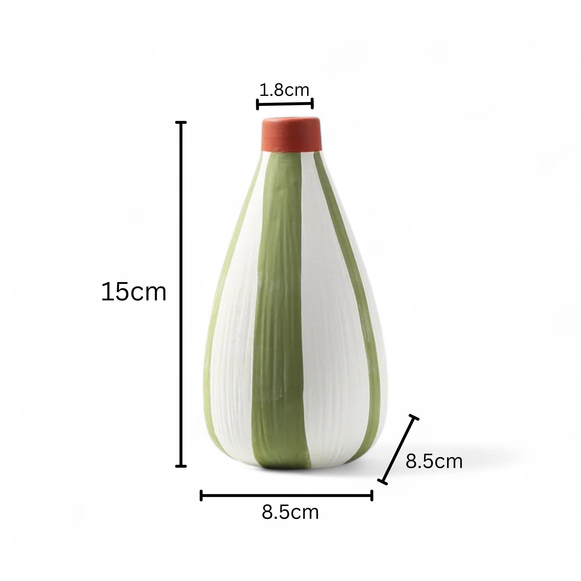 ストライプ柄の陶器製花瓶、モダンな花瓶セット、カラフルな室内装飾