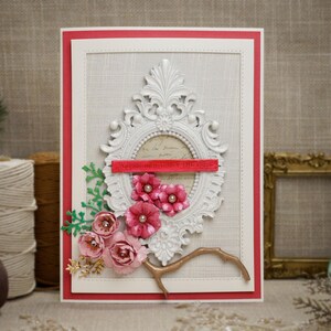 Elegante und kunstvolle handgefertigte Grußkarte - 3D Blumen - ""You're the Best"" - Vintage Style, Shabby Chic Karte mit weißem Rahmen