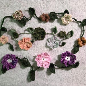 Crochet Floral Garland | Handmade Flower Bunting for Gifts, Home Decor, Nursery & Parties | Reusable Yarn Decoration