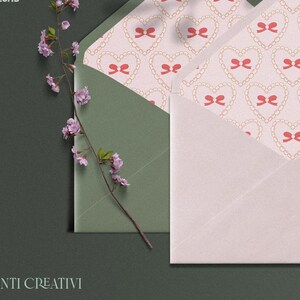 Envelope liner, Bows and Hearts, Digital file.