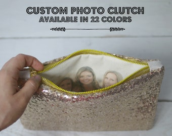 Sequin Wedding Purse| Bridesmaid Gift | Photo Purse | Gift for Mom | Mother of the Groom Gift | Mother of the Bride Gift