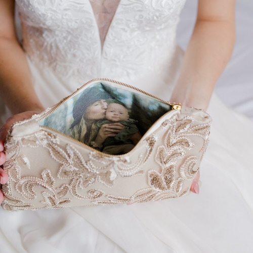 Wedding gift purse for mother, Mother of the Bride wedding gift, Mother of the Groom wedding gift, personalized photo clutch