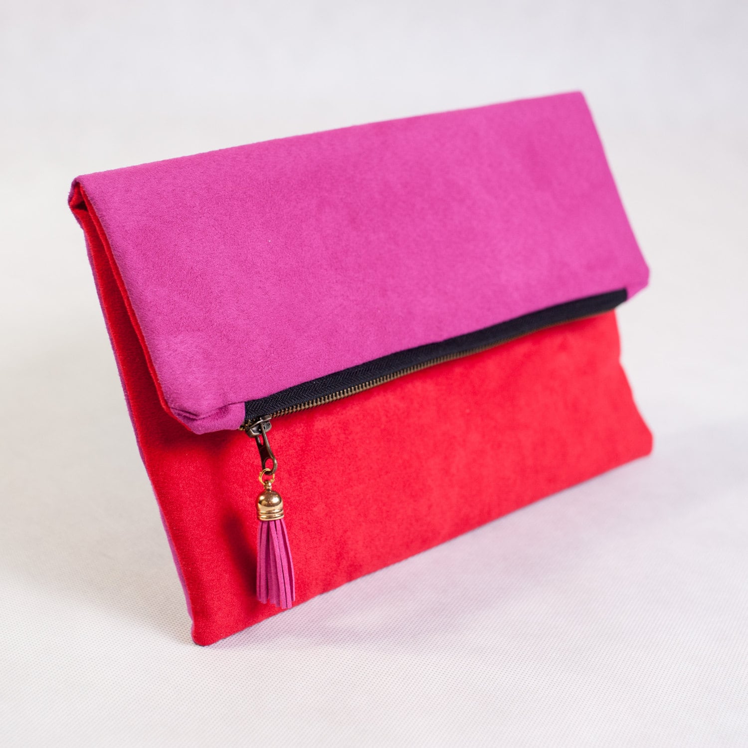 Red and Pink Fold Over Clutch Choose Your Colors Etsy UK