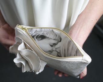 Personalized Photo Clutch: Vegan Suede Wedding Purse, Mother of the Bride Gift