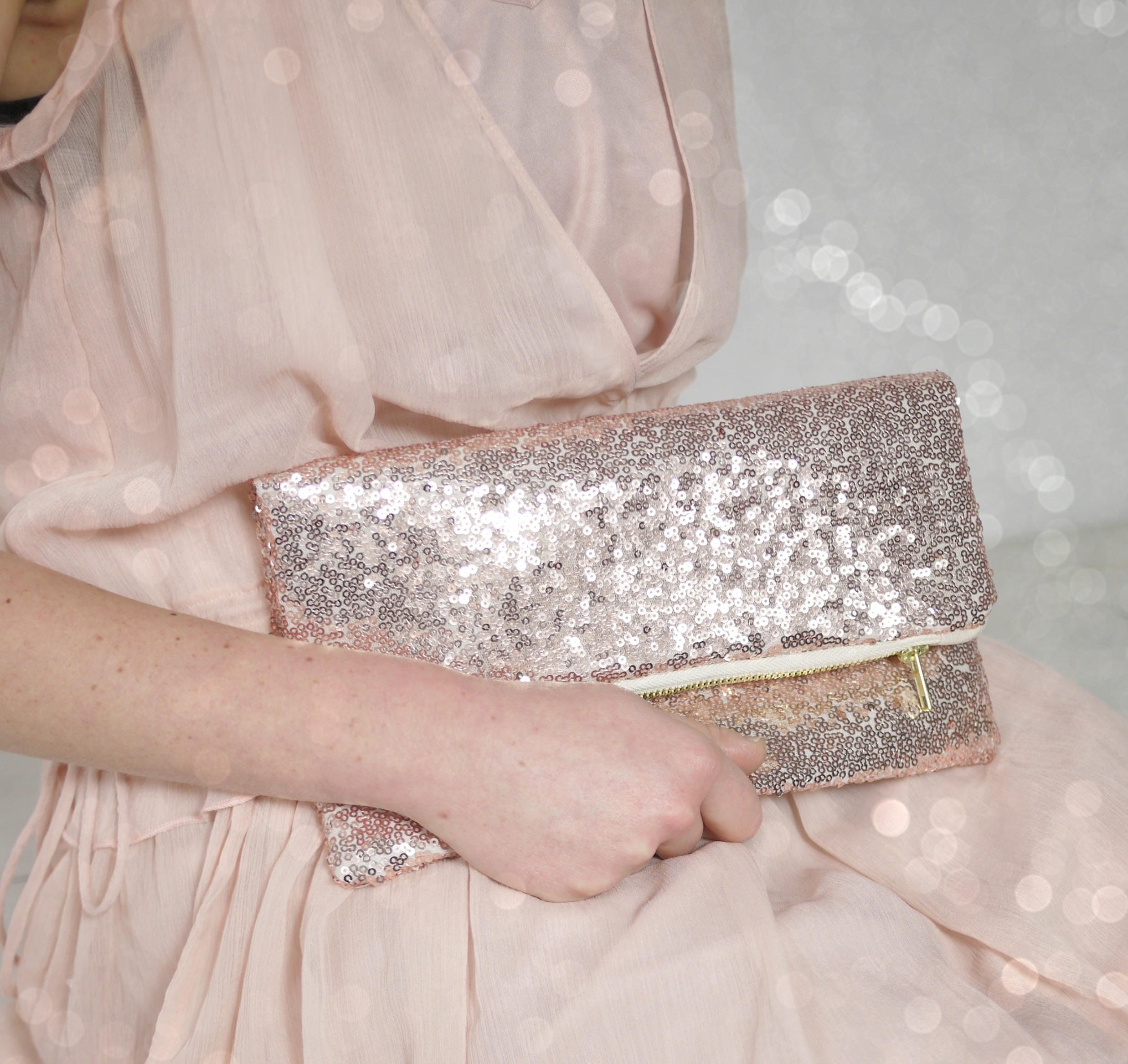 Rose Gold Sequin Clutch, Rose Gold Sequin Purse, Rose Gold Sequins,  Bridesmaid Clutch, Rose Gold Wedding, Rose Gold Handbag, Sequins Clutch 