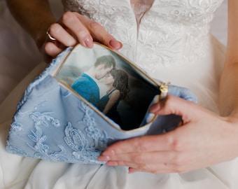 Something Blue for Bride - Something Blue Photo Purse - Keepsake gift for the bride - Photo Clutch