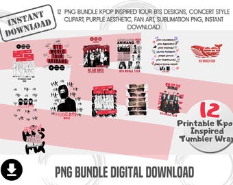12 PNG Kpop Inspired Designs| Concert Style Clipart | Purple Aesthetic| Sublimation PNG| Instant Download