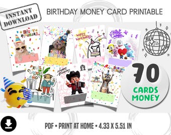Birthday Money Card Printable, Happy Birthday Money Holder, Cash Gift Card Template, Instant Download, Printable Birthday Gift Card