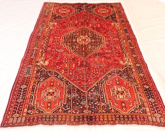 Red Turkmen Rug 5x8: Handmade Wool, Organic Dyes, Caucasia Design
