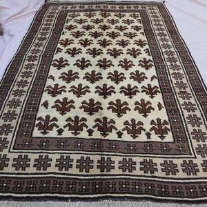 5x8 Handmade Wool Rug, Nomadic Tribal Rug, Afghan Vintage Rug, Collector Piece Rug, Organic Dyes Rug, Geometric Design Rug, Rug For Kitchen,