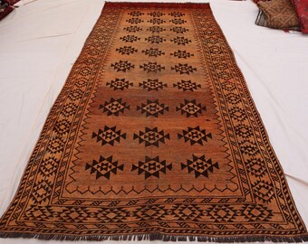 Hand Knotted Wool Runner Rug: 5x11 Afghan Tribal Hallway Rug