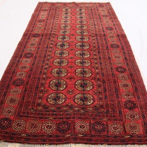 1960s Antique Rug, 3x6 Handmade Wool Rug, Geometric Design Mowri rug, Collector Piece Rug, Soft Pile Tribal Red Rug, Living Room Bedroom Rug