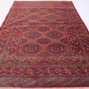 Afghan Tribal Antique Rug, 4x6 Hand Knotted Wool Rug, Rugs For Living Room Rug, Geometric Saroqi Design Rug, Turkmen Tribal Rug, Office Rug,