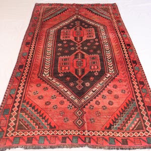 Handmade Turkmen Wool Rug: 5x9 ft Red Afghan Rug