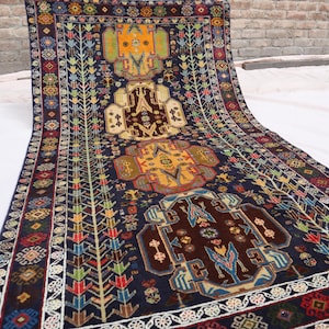 Afghan Antique Rug, 4x7 Handmade Wool Rug, Nomadic Balochi Rug, Turkmen Tribal Rug, Turkish Oriental Rug, Collector Piece Rug, Bedroom Rugs,