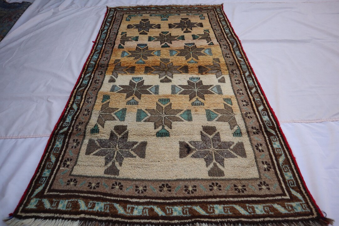 ウール製 幾何学模様ラグ トルケメン族　年代物 ウール製 幾何学模様ラグ トルケメン族 年代物 幾何学模様ラグ ウール
