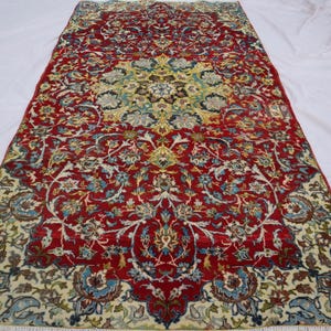Afghan Floral Red Rug, 4x8 Handmade Wool Rug, Geometric Design Rug, Turkmen Rare Rug, Antique Oriental Rug, Collector Piece Rug, Bedroom Rug