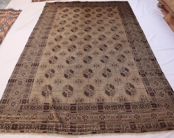 アフガニスタンのヴィンテージエリアラグ、7x10インチのハンドメイド