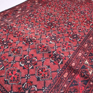 4x6 Turkmen Bokhara Rug, Hand Knotted Wool Rug, Soft Pile Vintage Rug, Geometric Design Rug, Afghan Tribal Rug, Living Room Kids Room Rug,