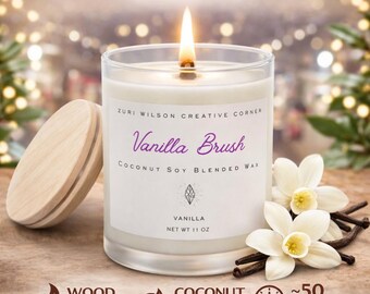 Vanilla Wood Wick Candle, Coconut Soy Candle in Frosted Glass Jar, Self Care Gift for Women, Homeware Store