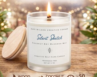 Fragrance Free Wood Wick Candle, Coconut Soy Candle in Frosted Glass Jar, Self Care Gift for Women, Homeware Decor