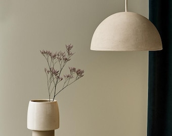 Handmade Clay Lampshade Pendant Light: Beige Scandinavian Hanging Lamp