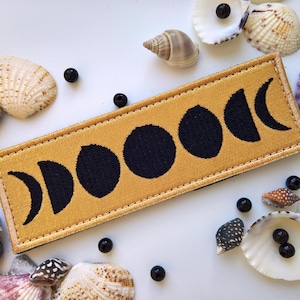 Gold Moon Phases Embroidered Hook and Loop Patch Gold moon Celestial Patch Witchy Aesthetic Black Moon Patch for Jacket Backpack and Clothes