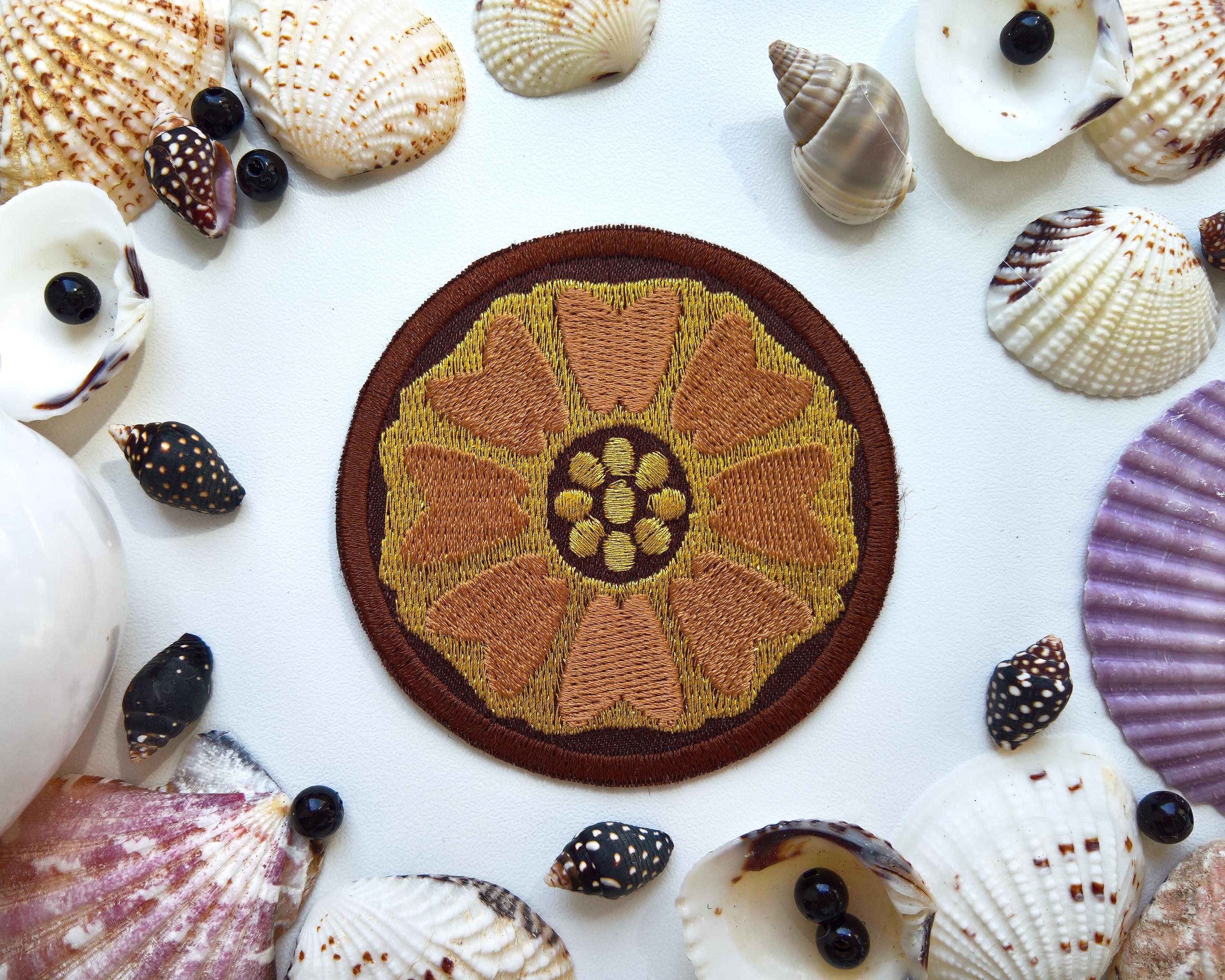 White Lotus Tile Embroidered Sew on Patch Avatar symbol patch White Lotus Patch Paisho flower Gold patch