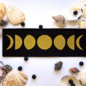 Moon Phase Patch Moon Phase gift Lunar moon Embroidered patch Gold moon patch Witchy Patch