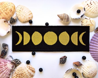 Moon Phase Patch Moon Phase gift Lunar moon Embroidered patch Gold moon patch Witchy Patch