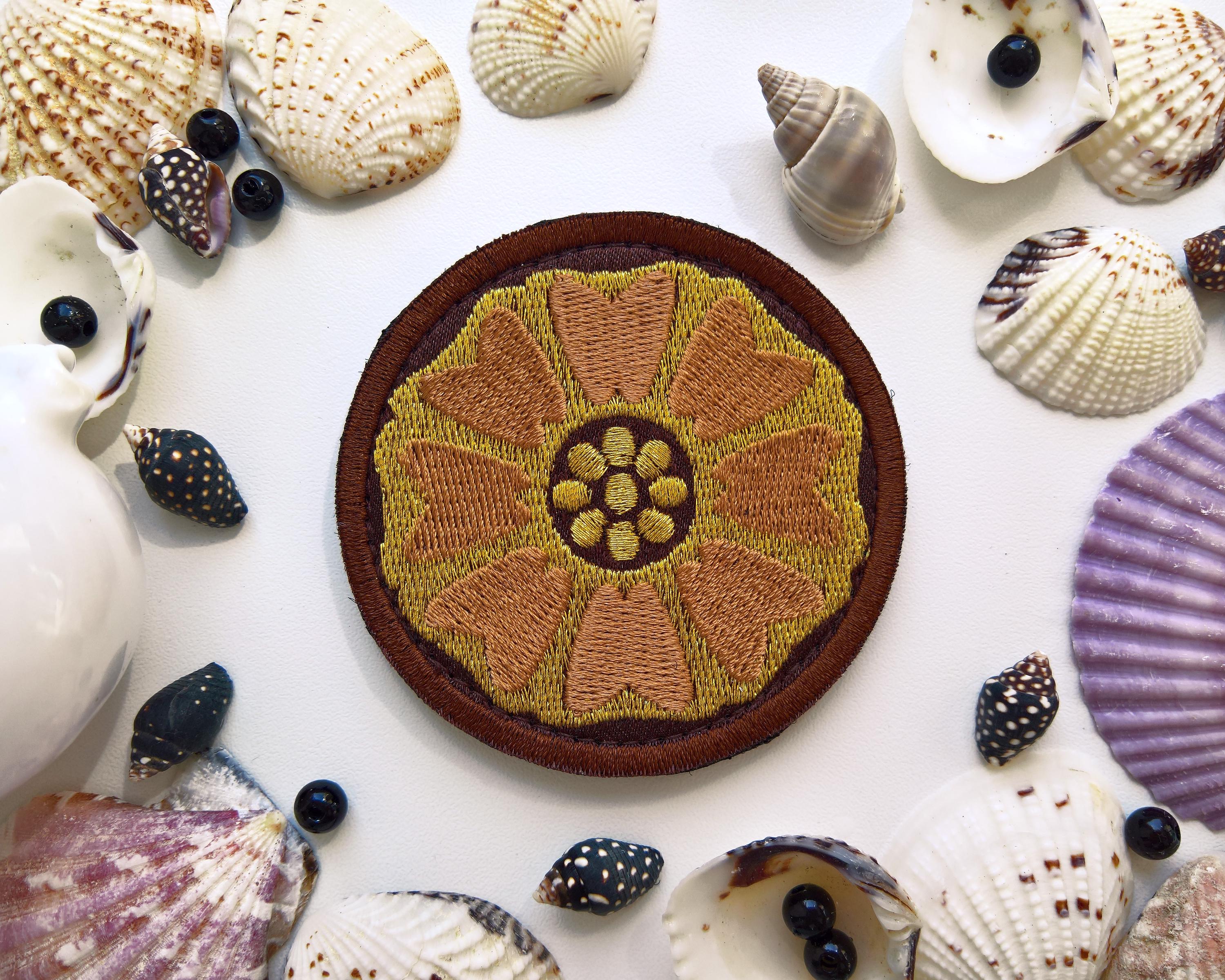 ホワイトロータスパッチ刺繍フックアンドループパッチウォーター