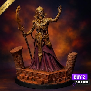 Pharaoh Lich STL | Undead Sorcerer Miniature | Pre-Supported Egyptian 3D Print