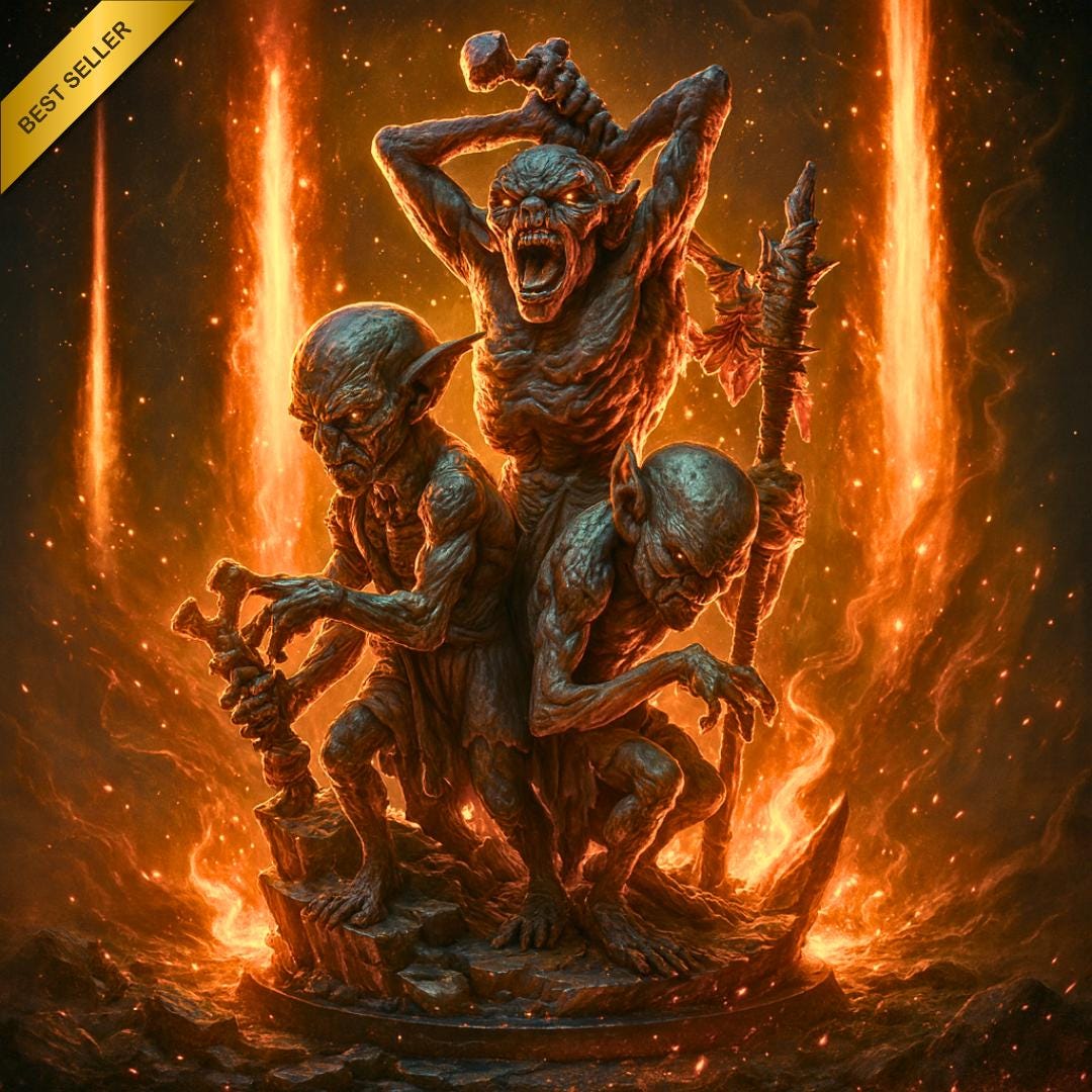 Goblin Trio STL Miniatur — Resin 3D Print (32 & 75 mm) für Tabletop RPGs