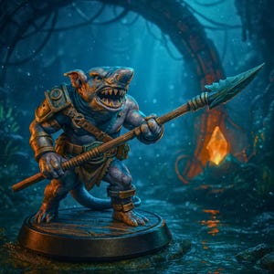 Sharkling Spearman STL Miniatur — Resin 3D Druck (32 & 75 mm) für DnD