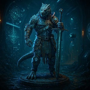 Miniatura STL de Paladín Dragonborn: impresión 3D de resina preinstalada (32 y 75 mm) para DnD